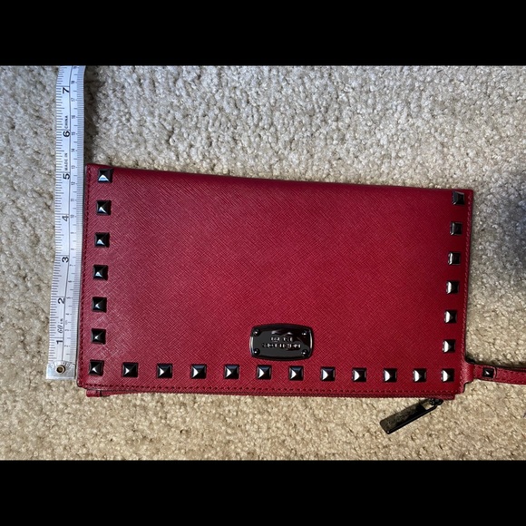Michael Kors Studded Red Saffiano Wristlet - Picture 4 of 7